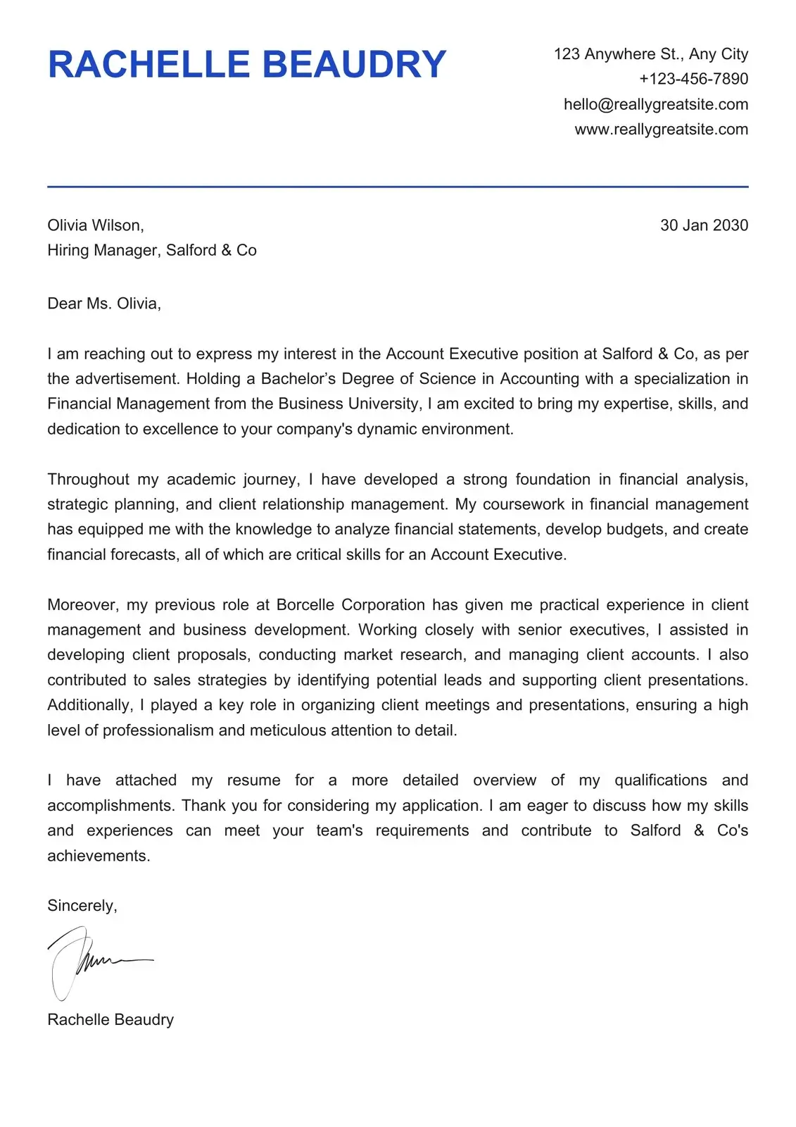 Modern Minimal professional cover letter template for job applications and interview callbacks