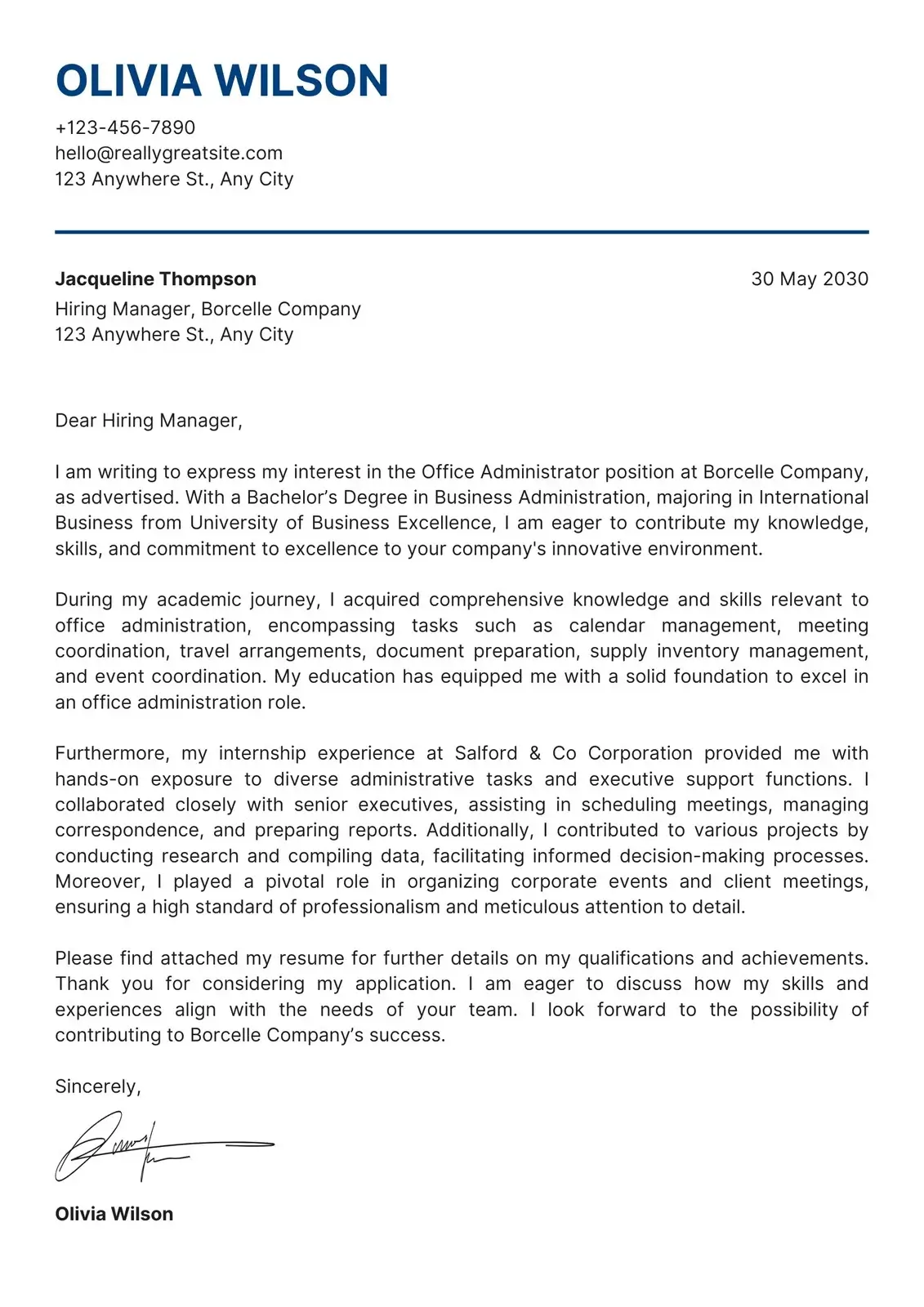 Professional Standard professional cover letter template for job applications and interview callbacks