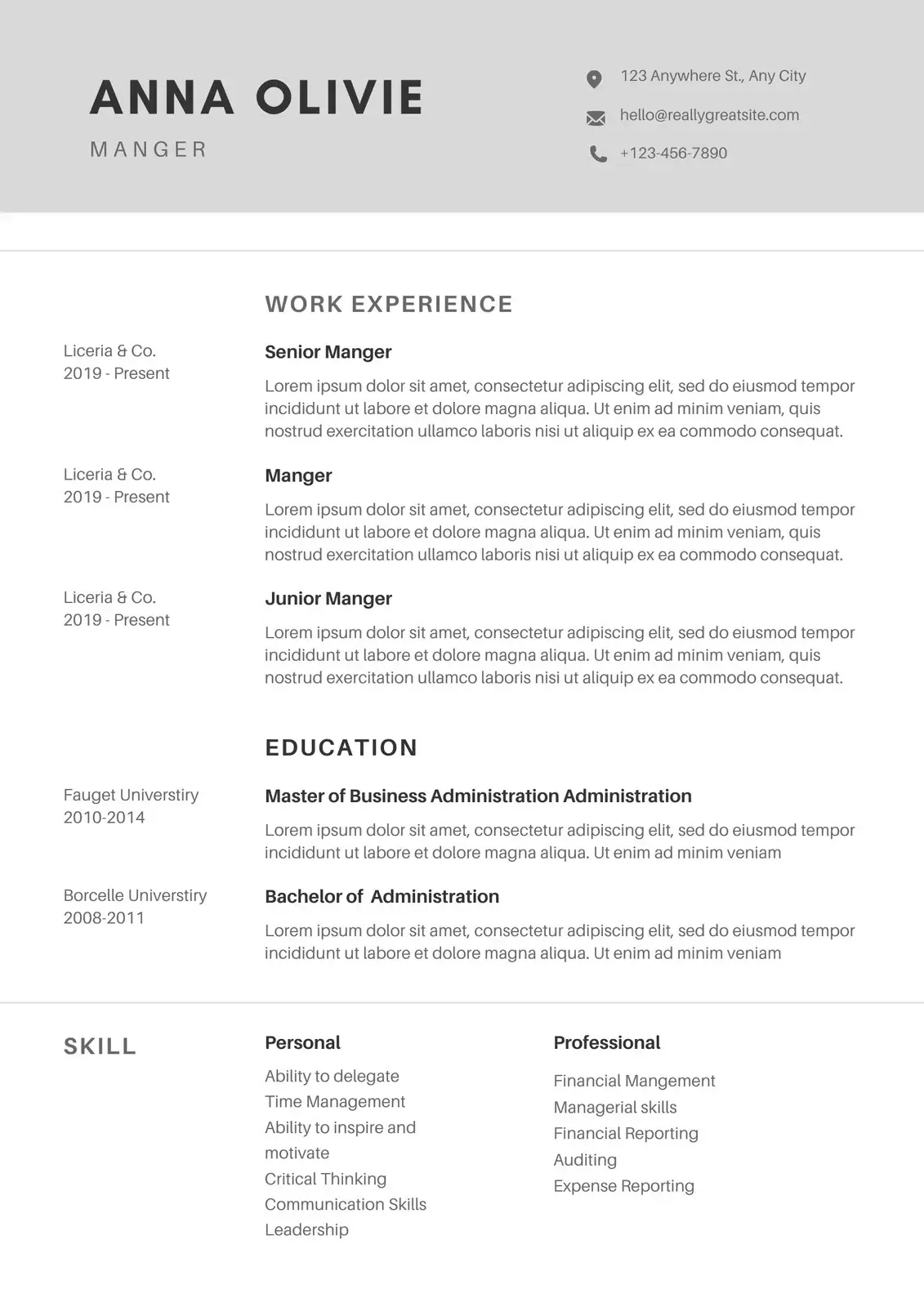 Federal Resume modern ATS resume template for professional job applications and recruiter screening