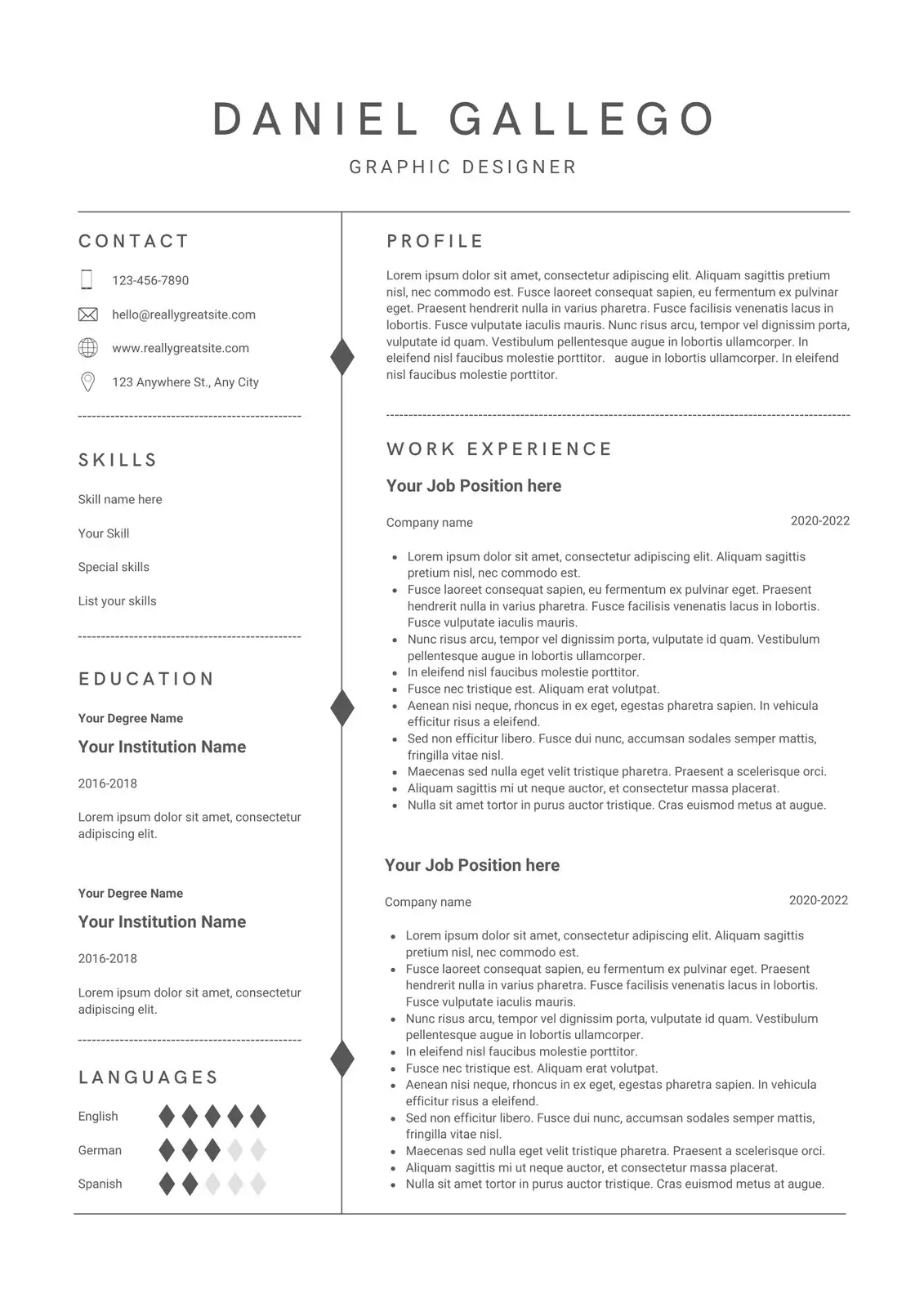 Minimalist White ATS-friendly resume template — Minimal style for professional job applications